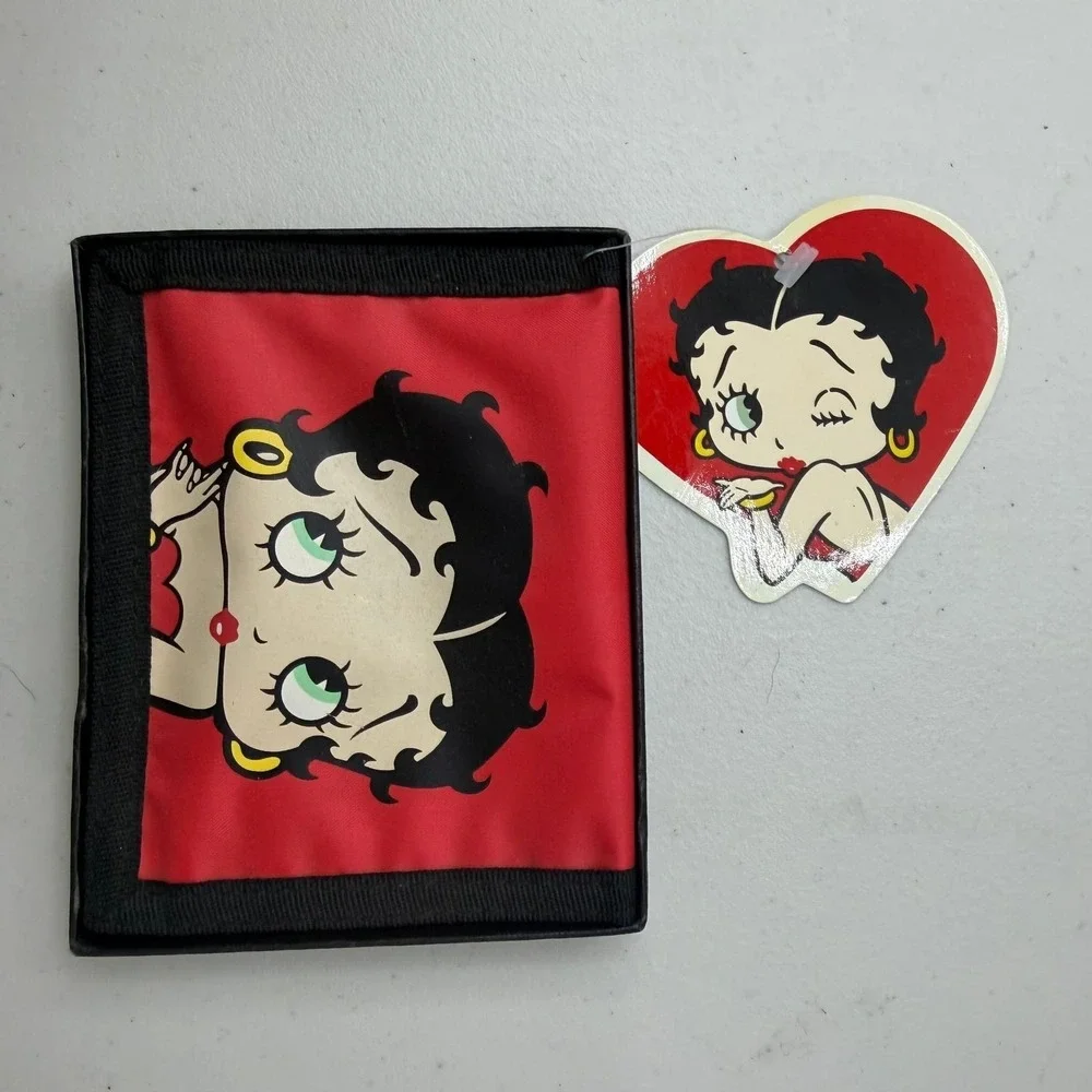 Vintage NWT Y2K Betty Boop Bifold Wallet Red Nylon Canvas Romar Accessories‎